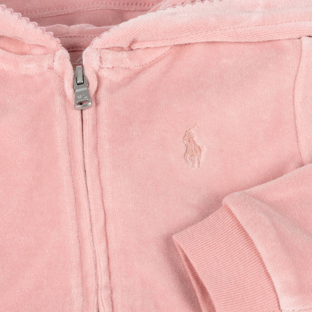 Ralph Lauren-Girls Velour Pink Hoodie Set | Childrensalon Outlet