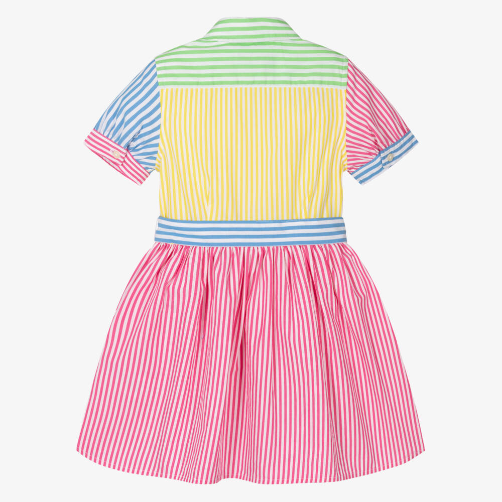 Ralph Lauren-Girls Vibrant Multi-Stripe Shirt Dress | Childrensalon Outlet