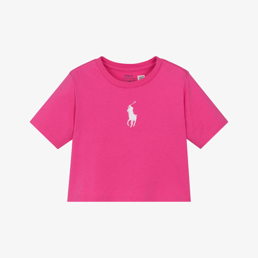 Ralph Lauren-تيشيرت قطني وردي زاهي للبنات | Childrensalon Outlet