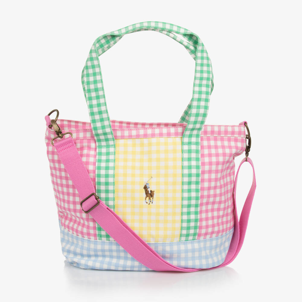 Ralph Lauren-Girls Vibrant Pink Gingham Canvas Tote | Childrensalon Outlet