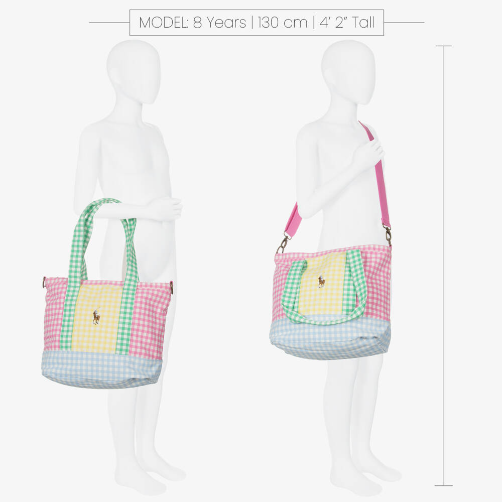 Ralph Lauren-Girls Vibrant Pink Gingham Canvas Tote | Childrensalon Outlet