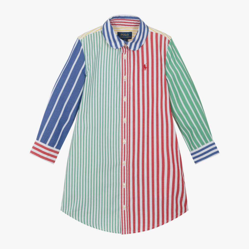 Ralph Lauren-Girls Vibrant Stripe Cotton Dress | Childrensalon Outlet