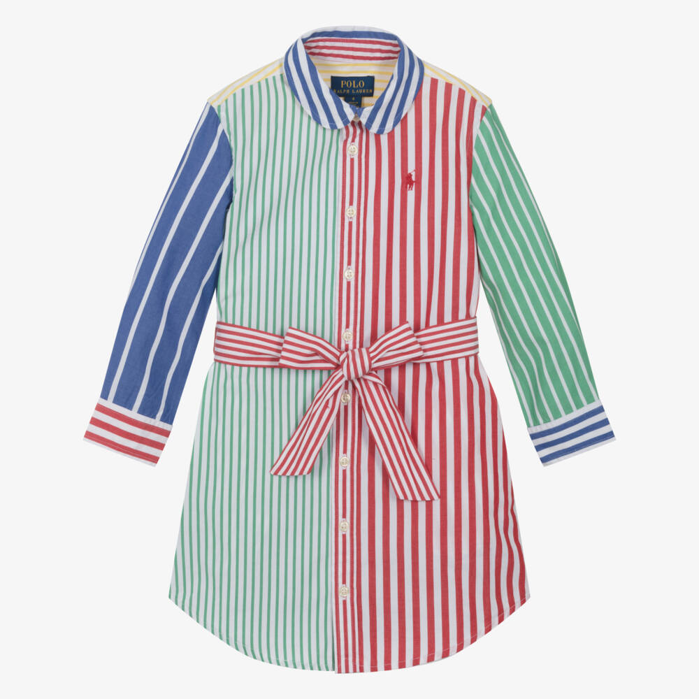 Ralph Lauren-Girls Vibrant Stripe Cotton Dress | Childrensalon Outlet