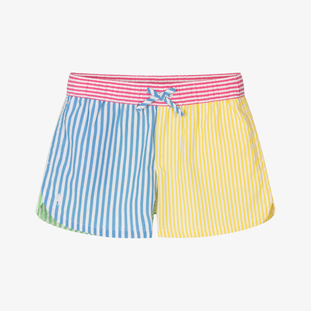 Ralph Lauren-Girls Vibrant Stripe Cotton Shorts | Childrensalon Outlet