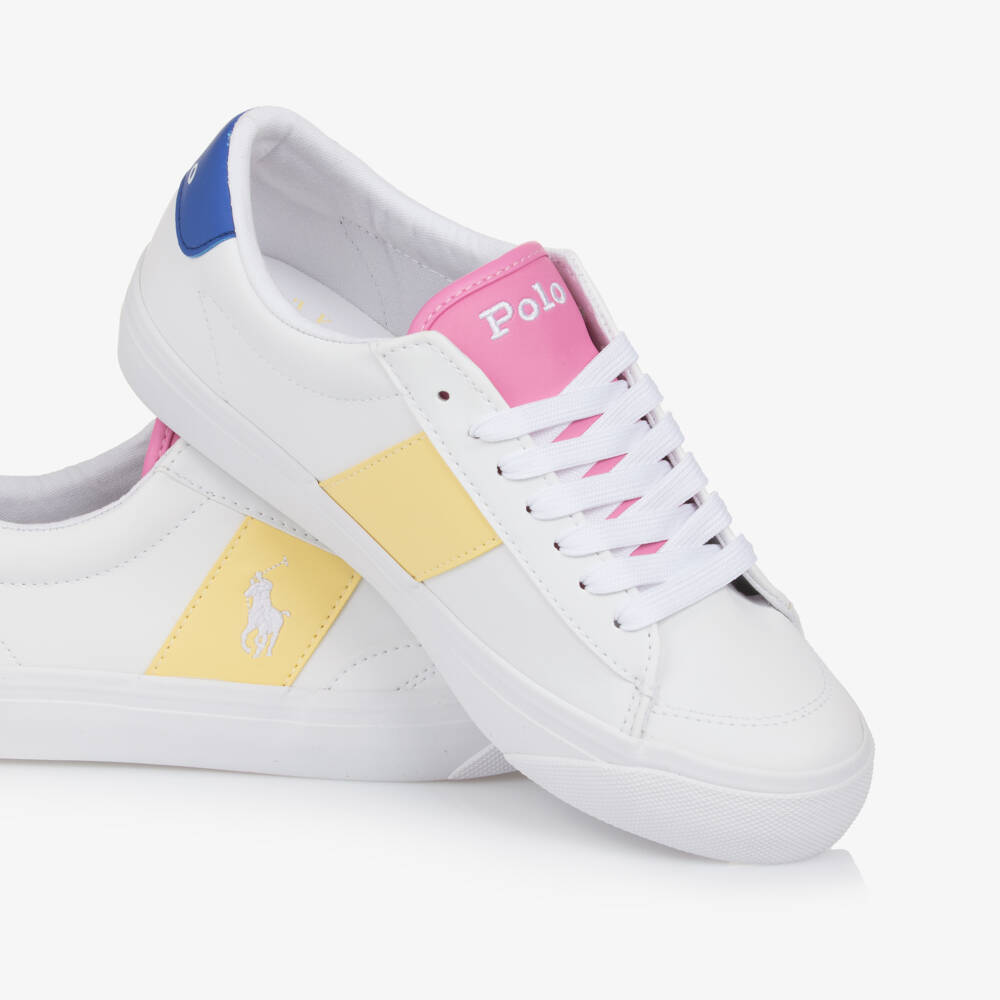 Ralph Lauren-Girls Vibrant Trim White Faux Trainers | Childrensalon Outlet