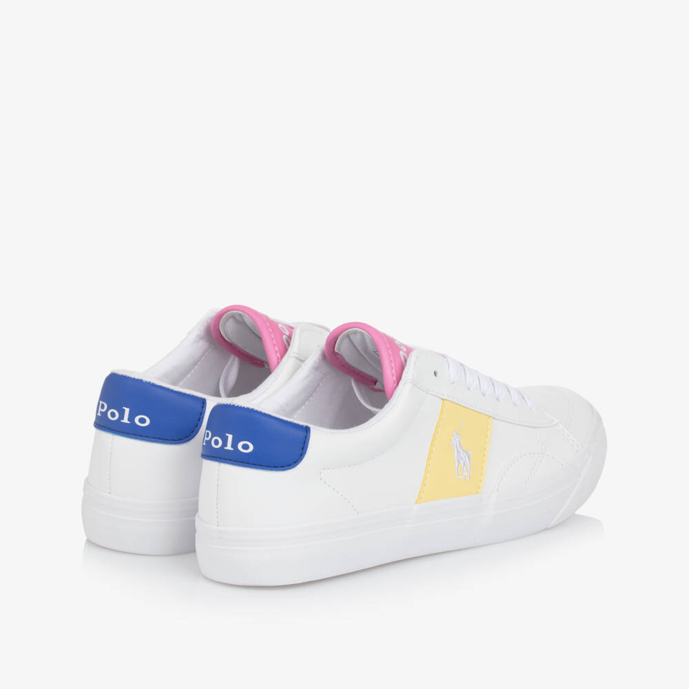 Ralph Lauren-Girls Vibrant Trim White Faux Trainers | Childrensalon Outlet