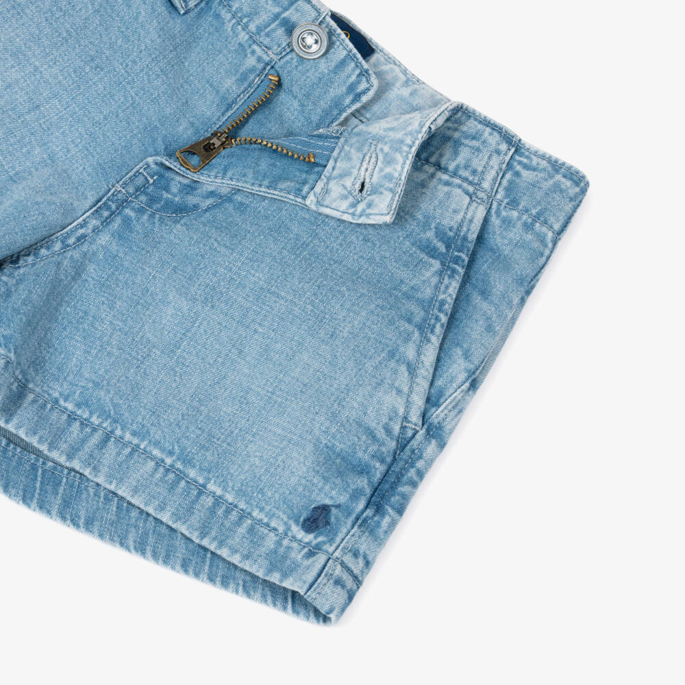 Ralph Lauren-Girls Washed Blue Denim Shorts | Childrensalon Outlet