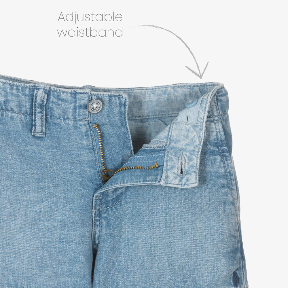 Ralph Lauren-Girls Washed Blue Denim Shorts | Childrensalon Outlet