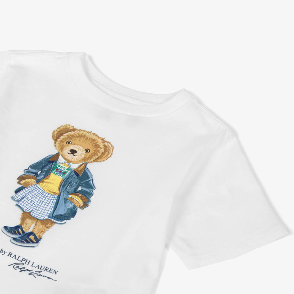 Ralph Lauren-Girls Whimsical White Bear Tee | Childrensalon Outlet