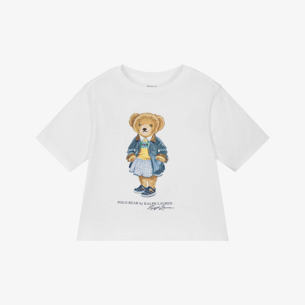 Ralph Lauren-Girls Whimsical White Bear Tee | Childrensalon Outlet
