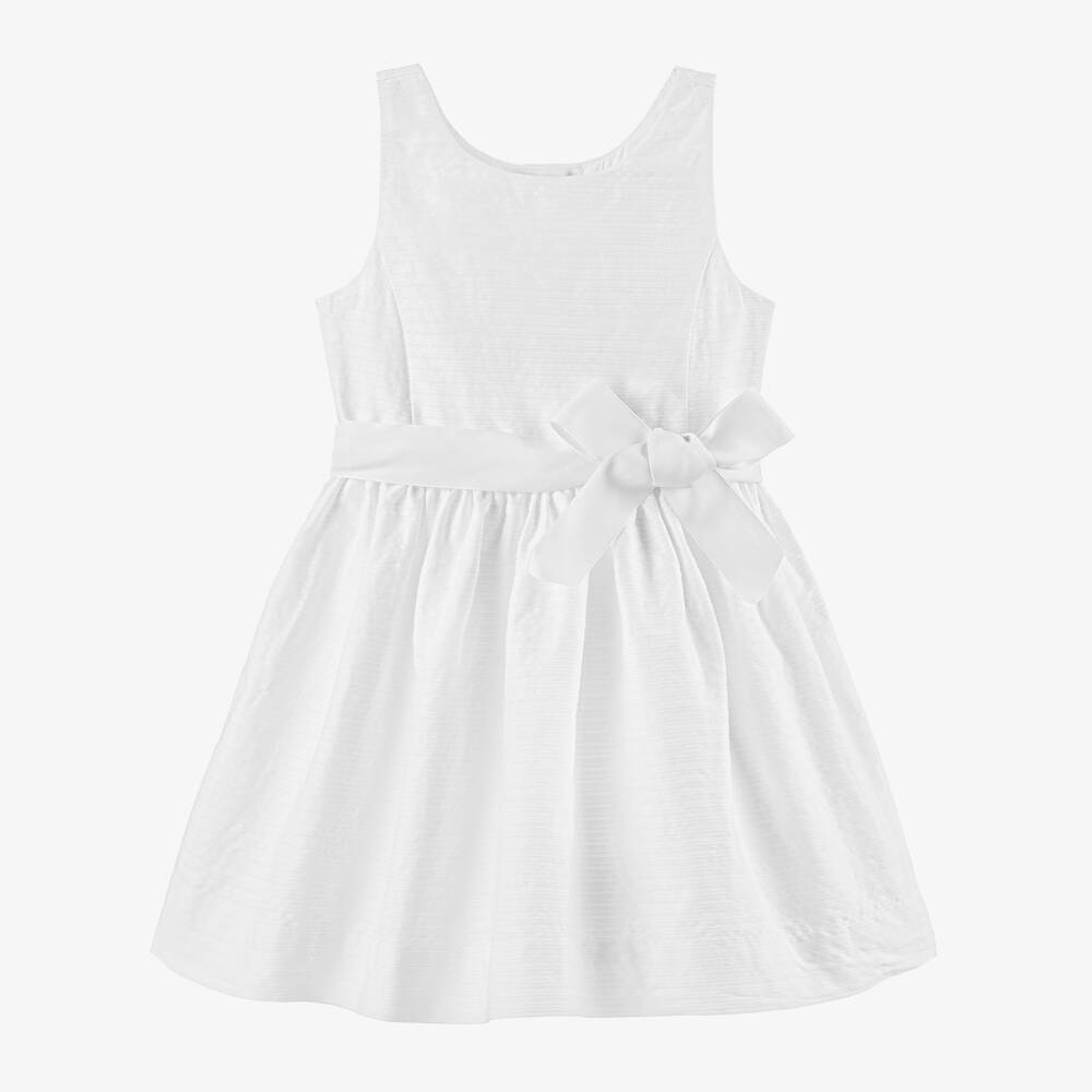 Ralph Lauren-فستان قطن لون أبيض | Childrensalon Outlet