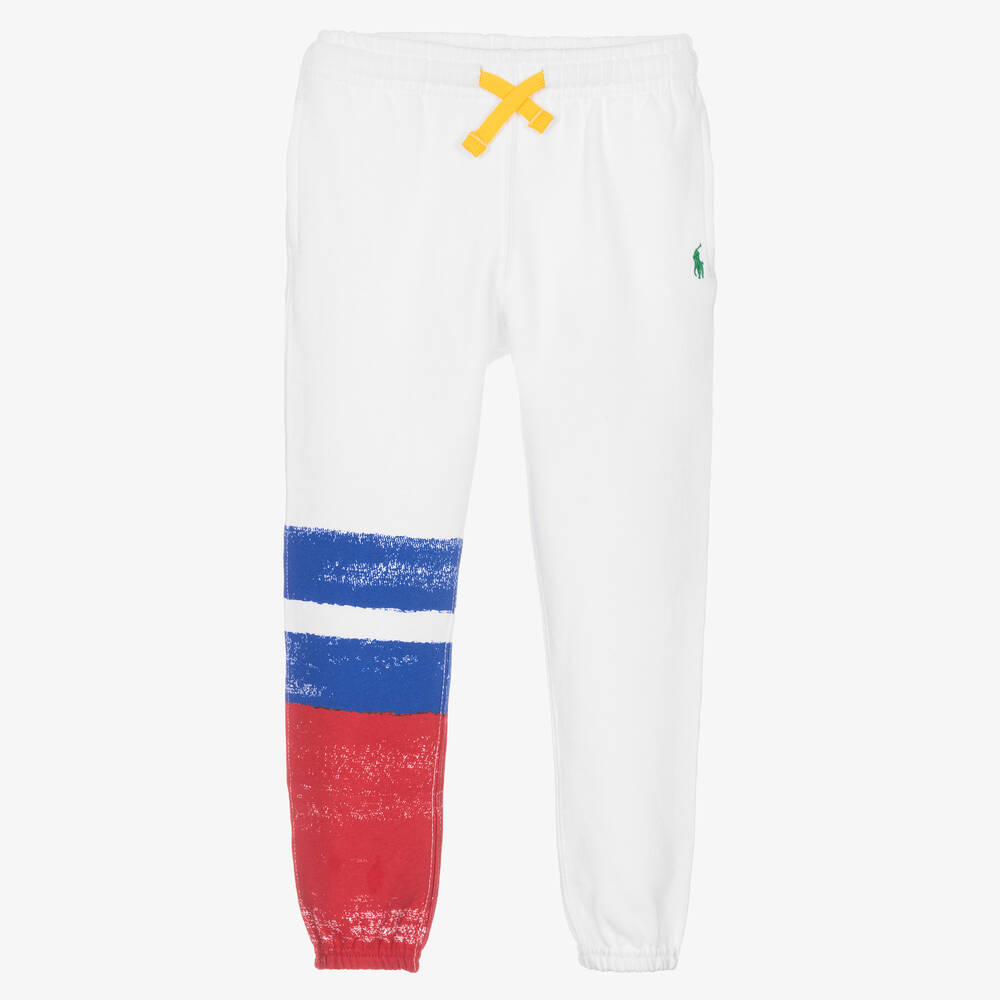 Girls White Cotton Joggers