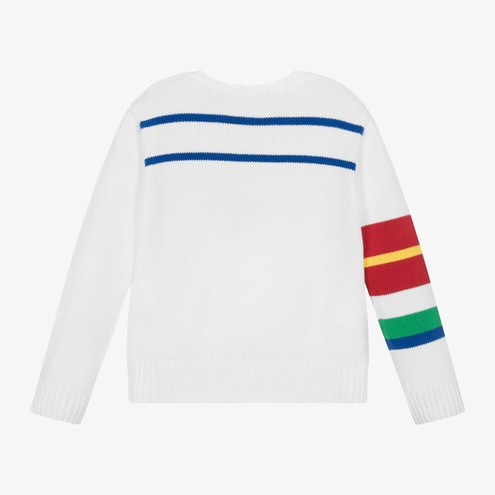 Ralph Lauren-بلوفر قطن محبوك لون أبيض للبنات | Childrensalon Outlet