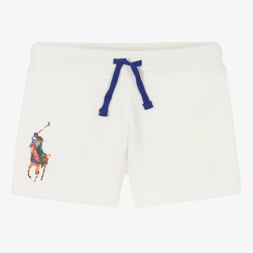 Polo Ralph Lauren - Girls White Cotton Logo Shorts | Childrensalon