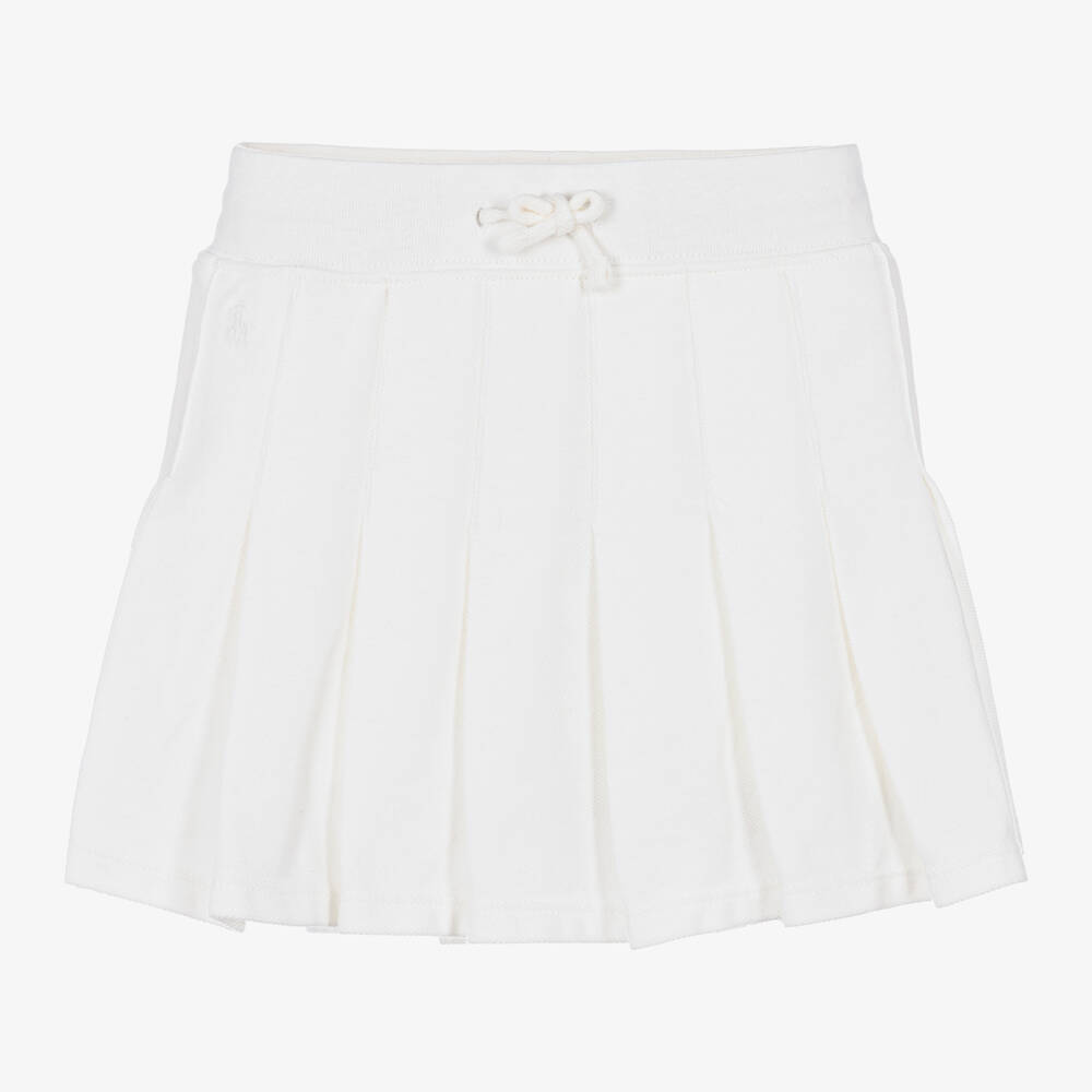 Ralph Lauren - Белая плиссированная юбка-шорты из хлопка пике | Childrensalon