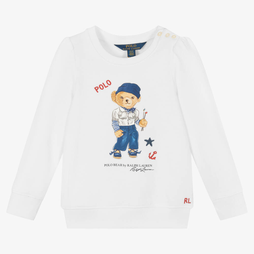 Polo Ralph Lauren - Белый хлопковый свитшот с медвежонком | Childrensalon