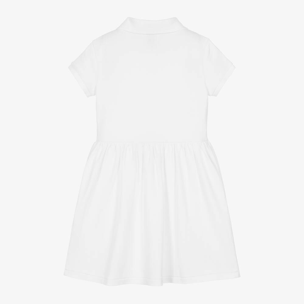 Ralph Lauren-Girls White Cotton Polo Dress | Childrensalon Outlet
