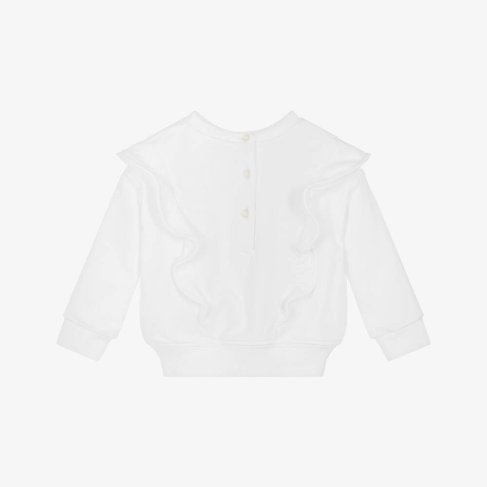 Ralph Lauren-Girls White Cotton-Rich Ruffle Top | Childrensalon Outlet