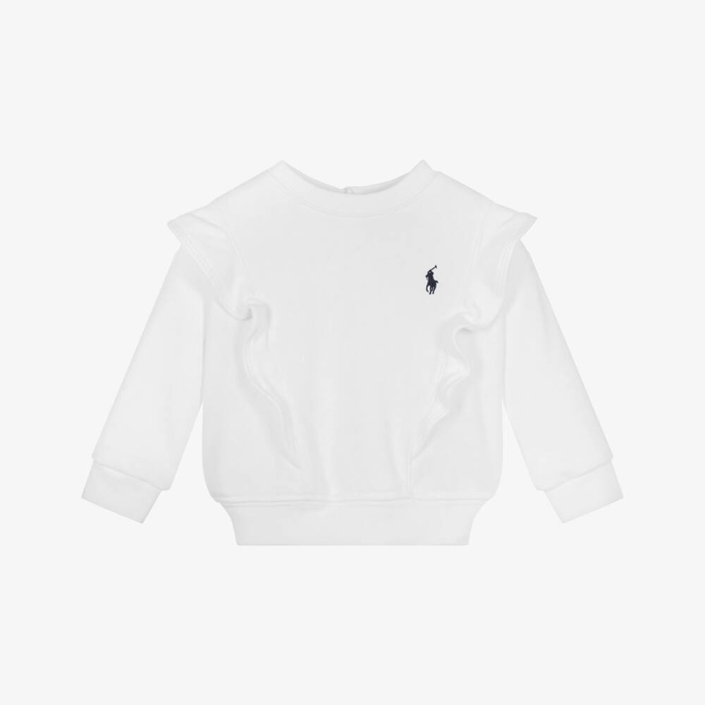 Ralph Lauren-Girls White Cotton-Rich Ruffle Top | Childrensalon Outlet