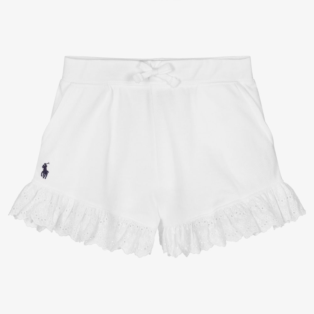 Polo Ralph Lauren - Girls White Cotton Shorts | Childrensalon