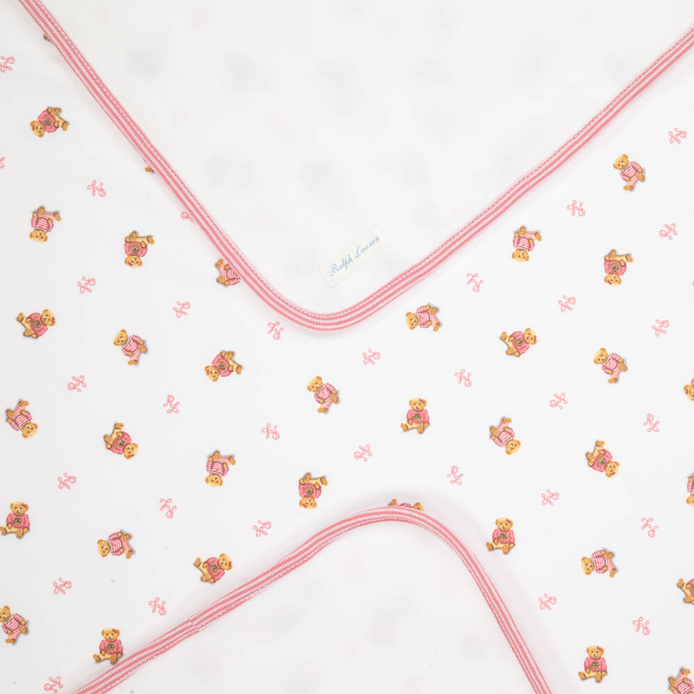 Ralph Lauren-Girls White Cotton Snuggle Blanket | Childrensalon Outlet