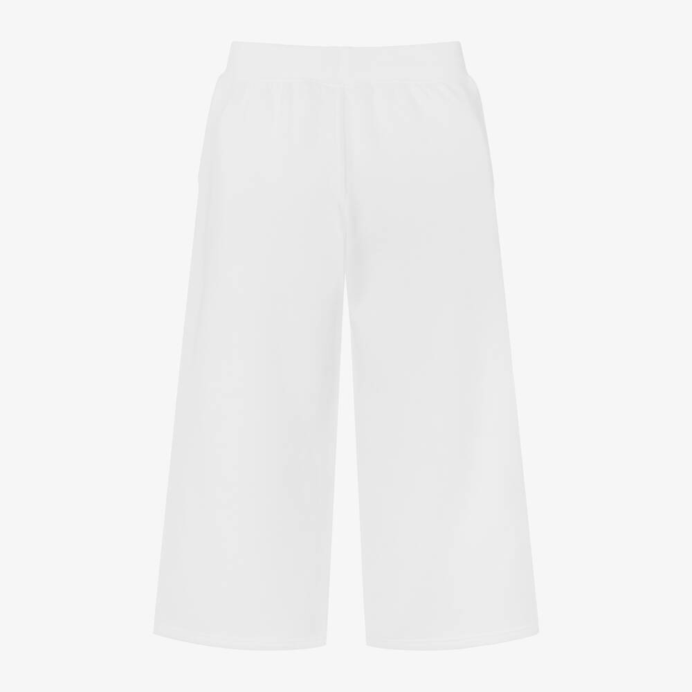 Ralph Lauren-Girls White Cotton Wide Leg Joggers | Childrensalon Outlet