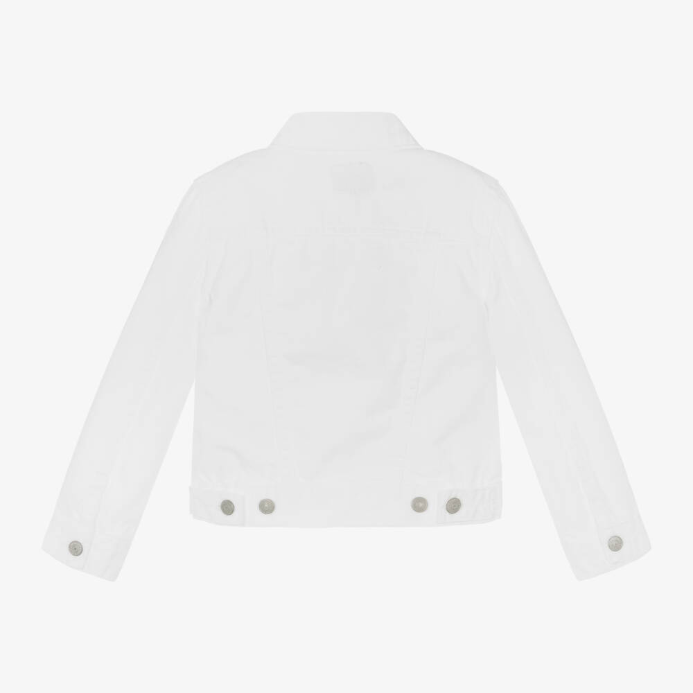 Ralph Lauren-Girls White Denim Patch Pocket Jacket | Childrensalon Outlet