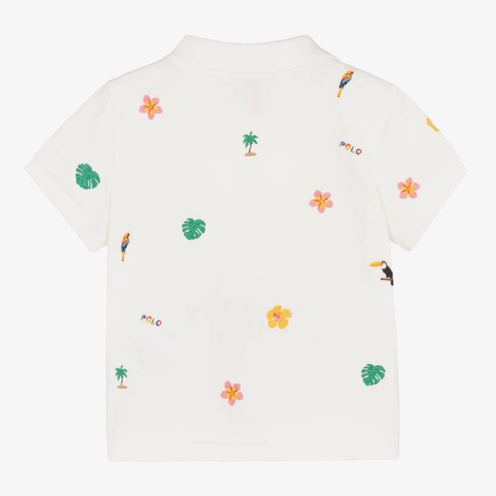 Ralph Lauren-Белая рубашка поло из хлопка с вышивкой | Childrensalon Outlet