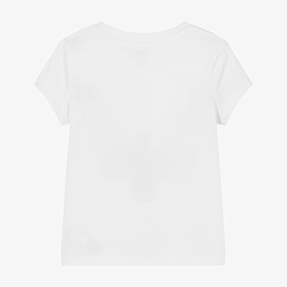 Ralph Lauren-Girls White Embroidered Pony Cotton T-Shirt | Childrensalon Outlet
