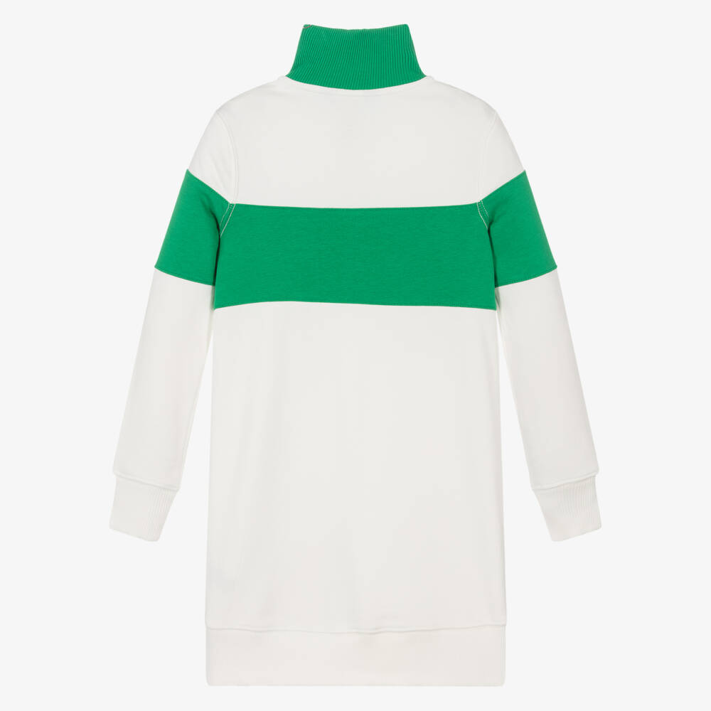 Ralph Lauren-Girls White & Green Sporty Zip Dress | Childrensalon Outlet