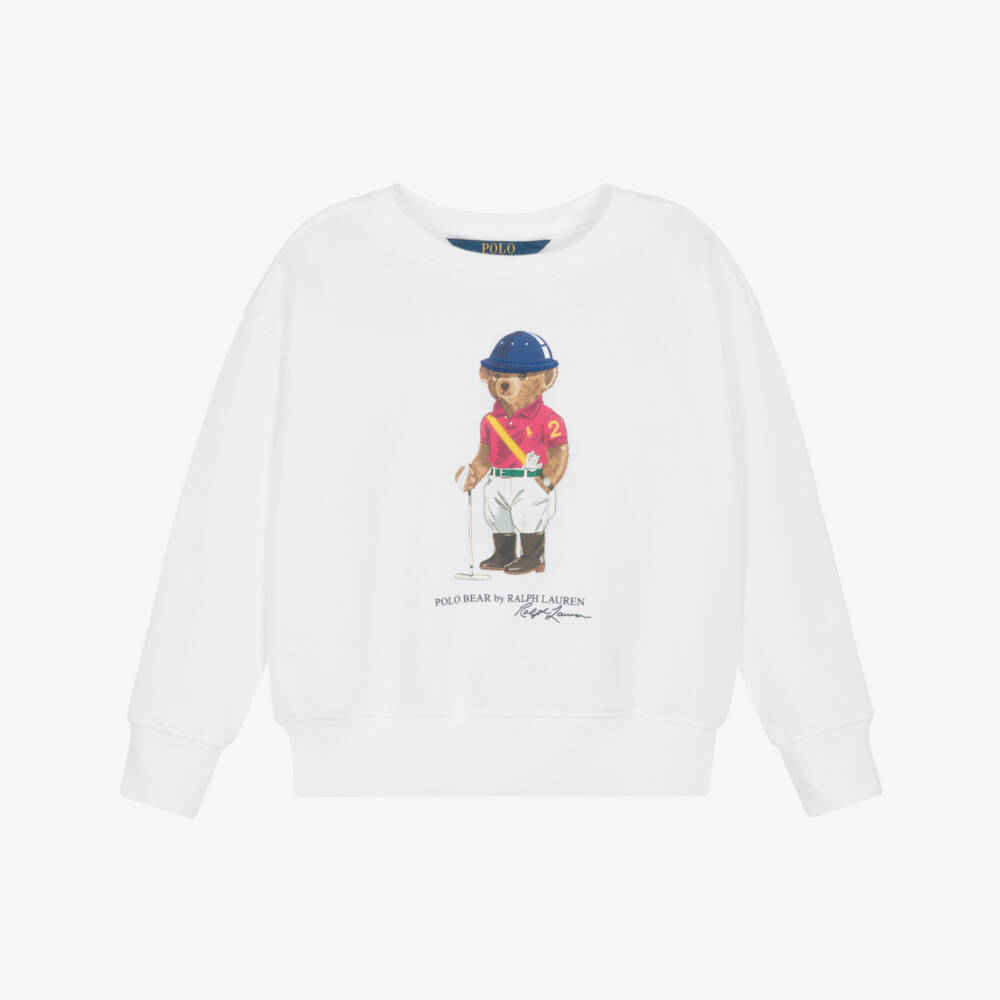 Ralph Lauren-Белый свитшот с медведем | Childrensalon Outlet