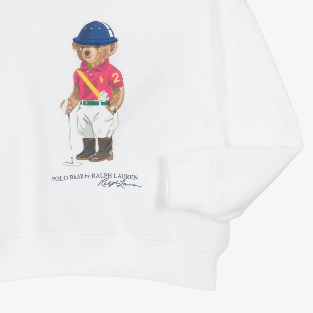 Ralph Lauren-Белый свитшот с медведем | Childrensalon Outlet