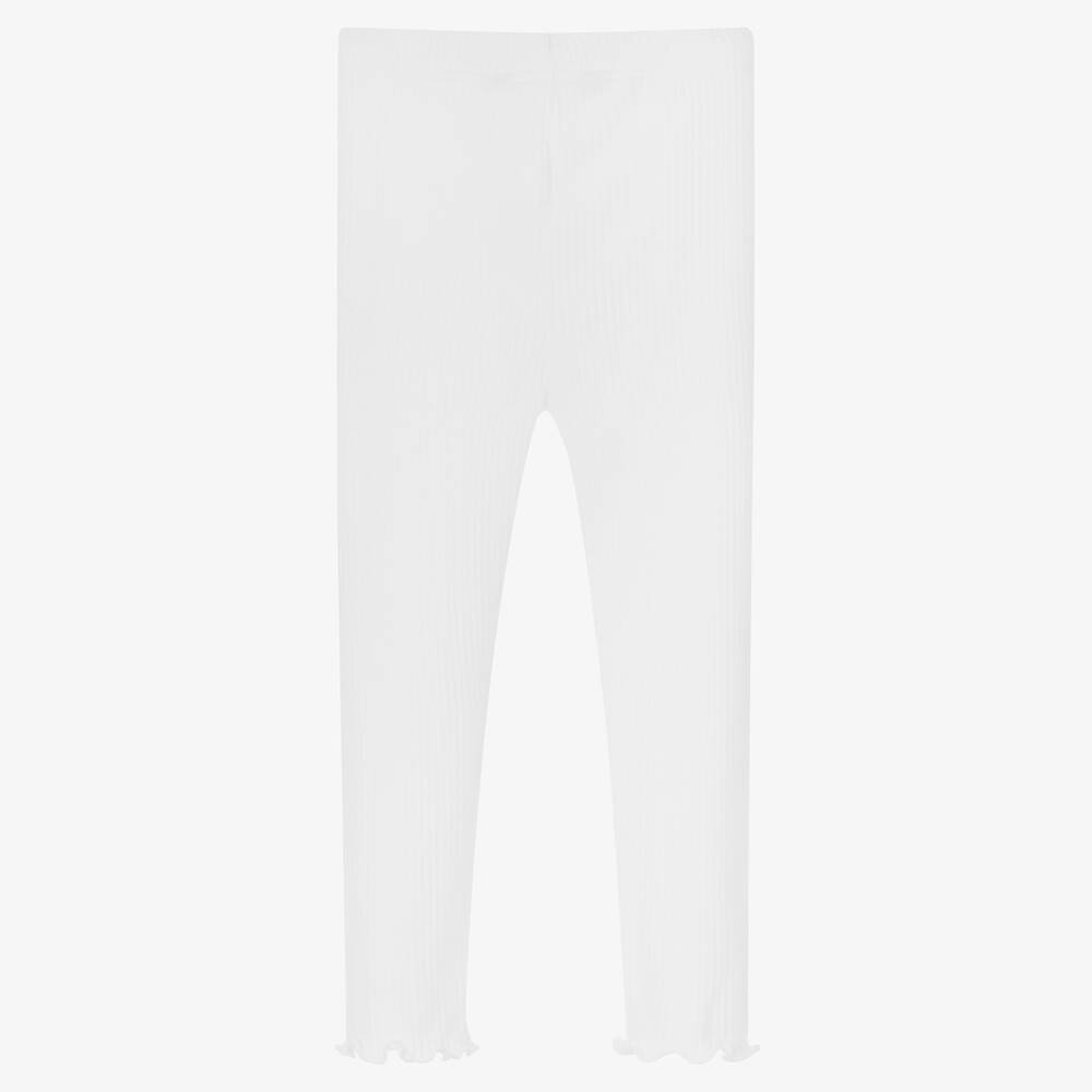 Polo Ralph Lauren-Girls White Ribbed Leggings | Childrensalon Outlet