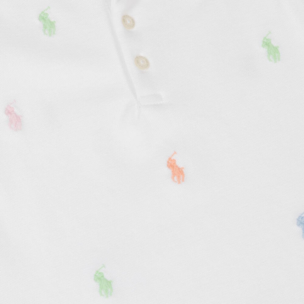 Ralph Lauren-Girls White Sleeveless Polo with Embroidered Ponies | Childrensalon Outlet