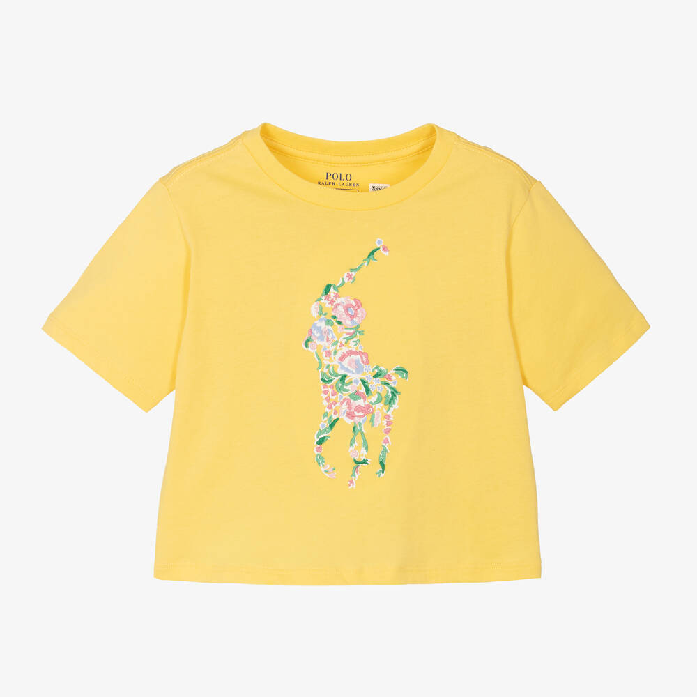 Ralph Lauren Girls Yellow Cotton Jersey T Shirt Childrensalon Outlet