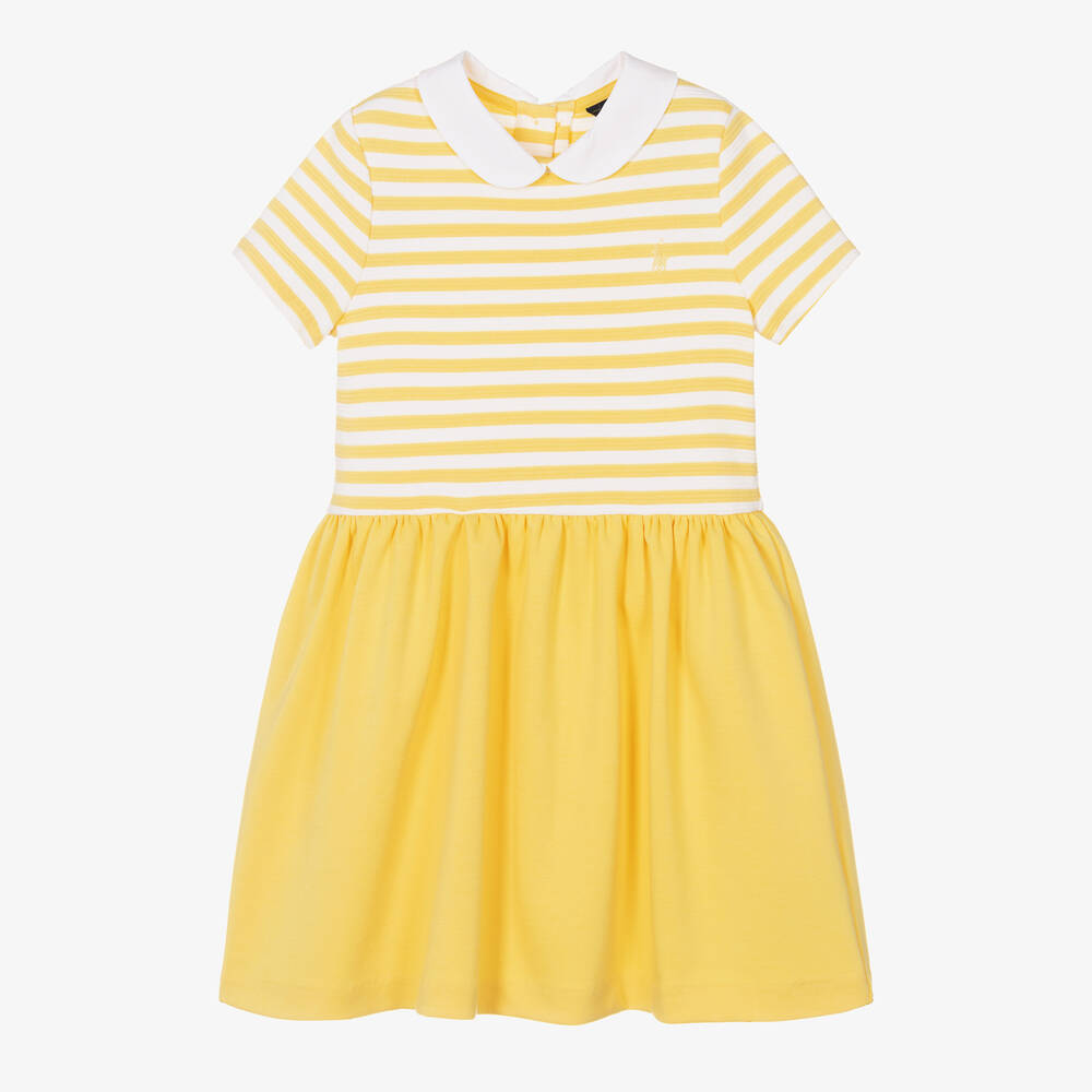 Ralph Lauren-Girls Yellow Cotton Striped Dress | Childrensalon Outlet