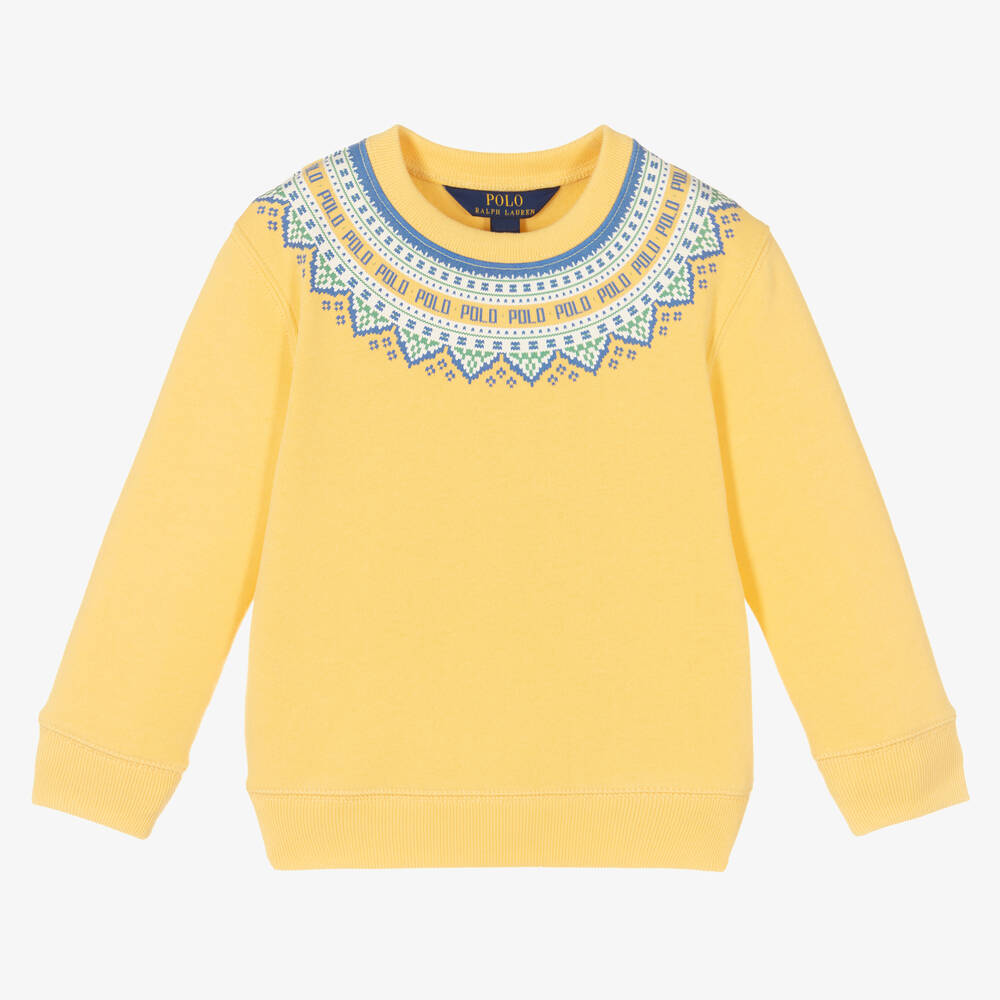 Polo Ralph Lauren - Girls Yellow Cotton Sweatshirt | Childrensalon
