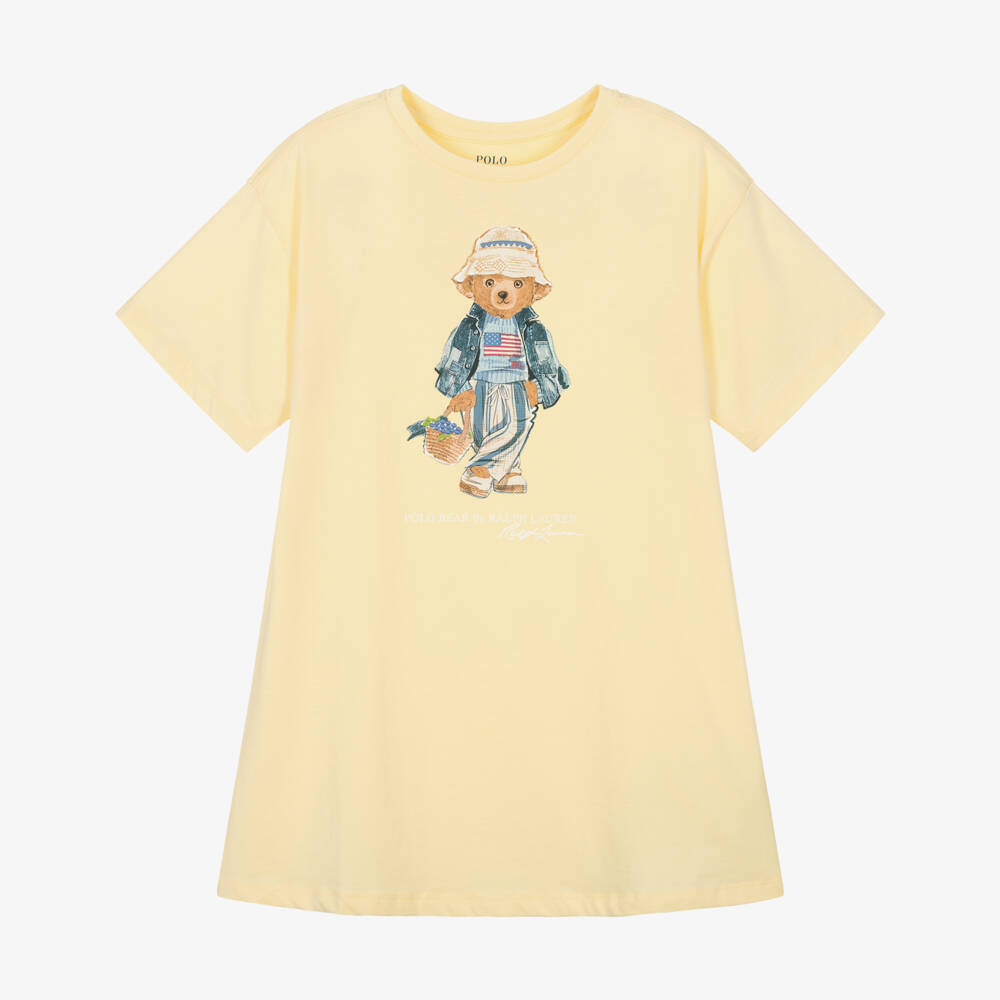 Ralph Lauren-Платье с медвежьим узором желтое для девочек | Childrensalon Outlet