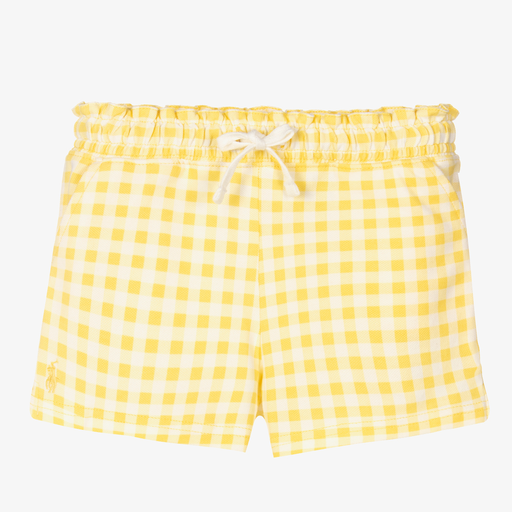 Polo Ralph Lauren - Girls Yellow Gingham Shorts | Childrensalon