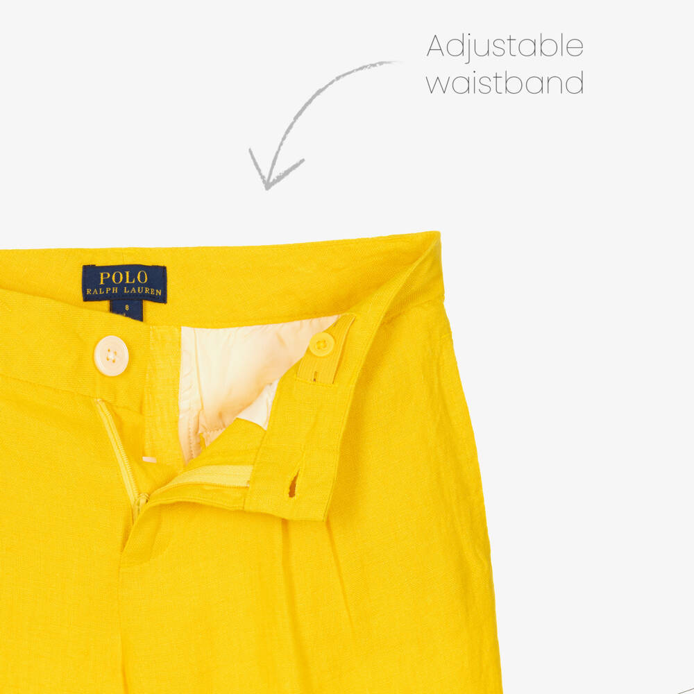 Ralph Lauren-Girls Yellow Linen Waistcoat & Trouser Set | Childrensalon Outlet