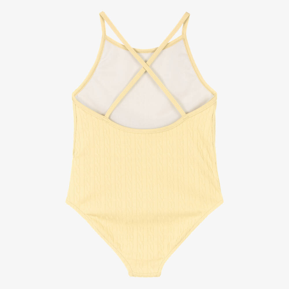 Ralph Lauren-Girls Yellow Mini-Cable Swimsuit | Childrensalon Outlet