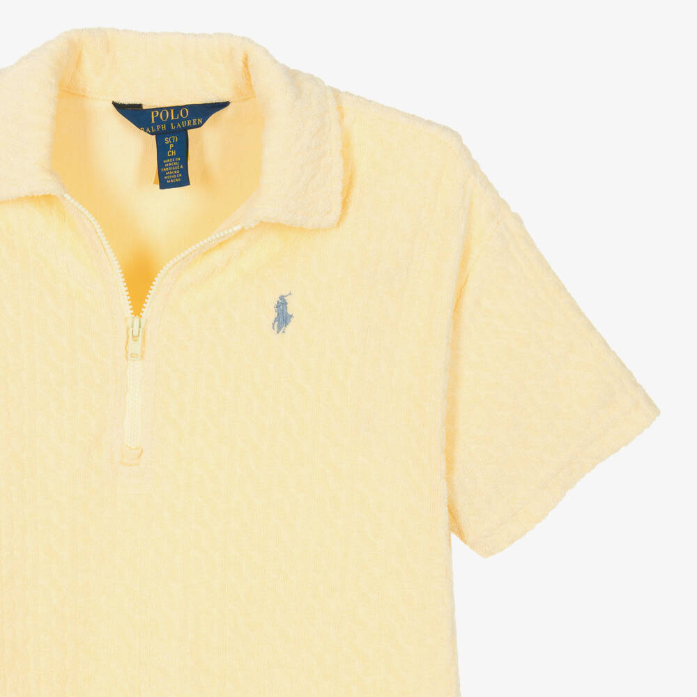 Ralph Lauren-Girls Yellow Towelling Mini-Cable Beach Dress | Childrensalon Outlet