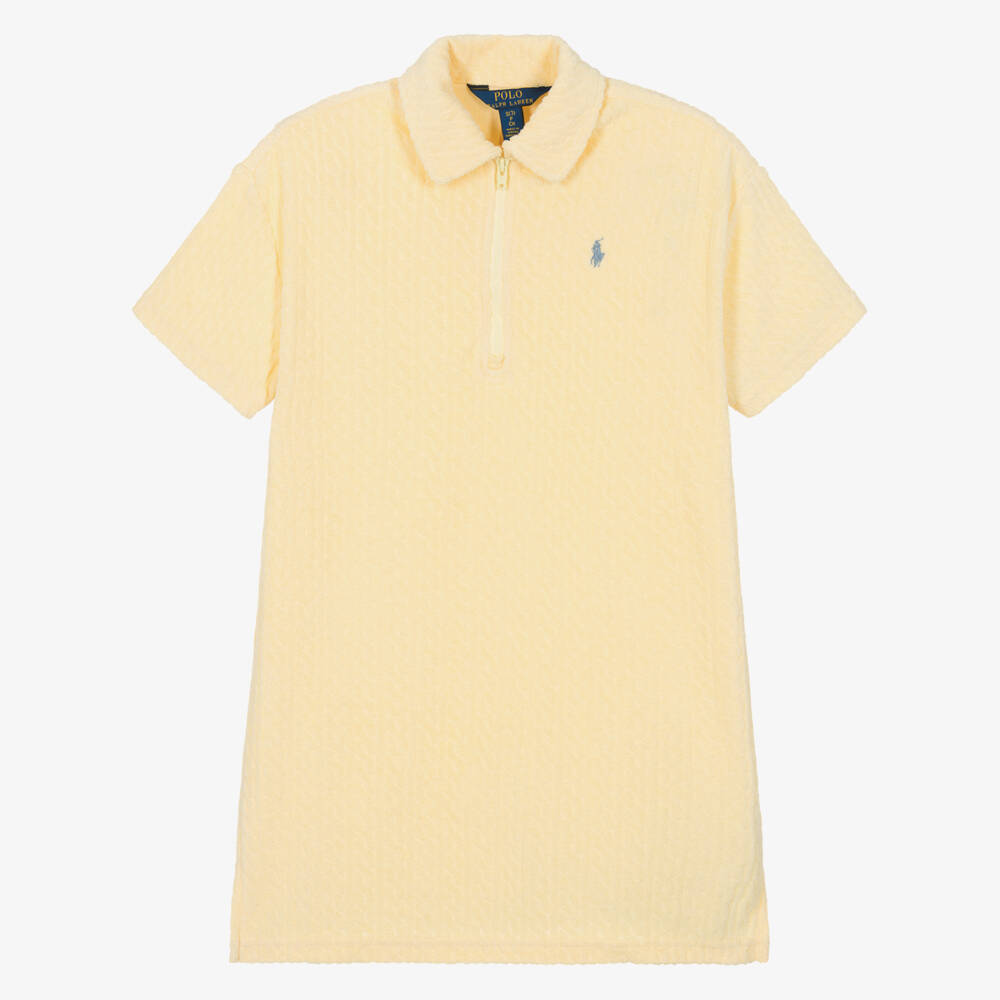 Ralph Lauren-Girls Yellow Towelling Mini-Cable Beach Dress | Childrensalon Outlet