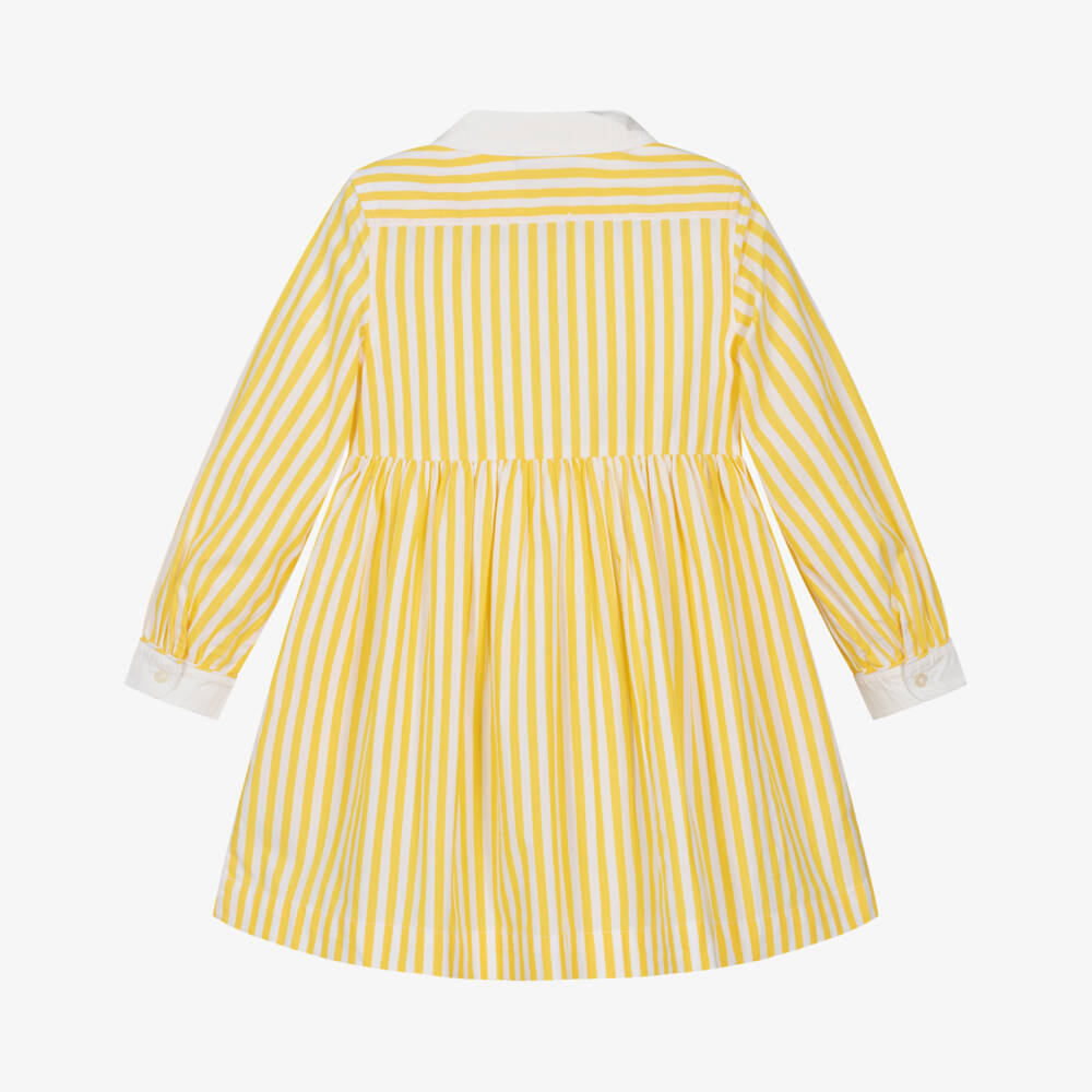 Ralph Lauren-Girls Yellow & White Striped Cotton Shirt Dress | Childrensalon Outlet
