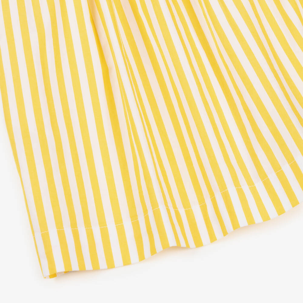 Ralph Lauren-Girls Yellow & White Striped Cotton Shirt Dress | Childrensalon Outlet