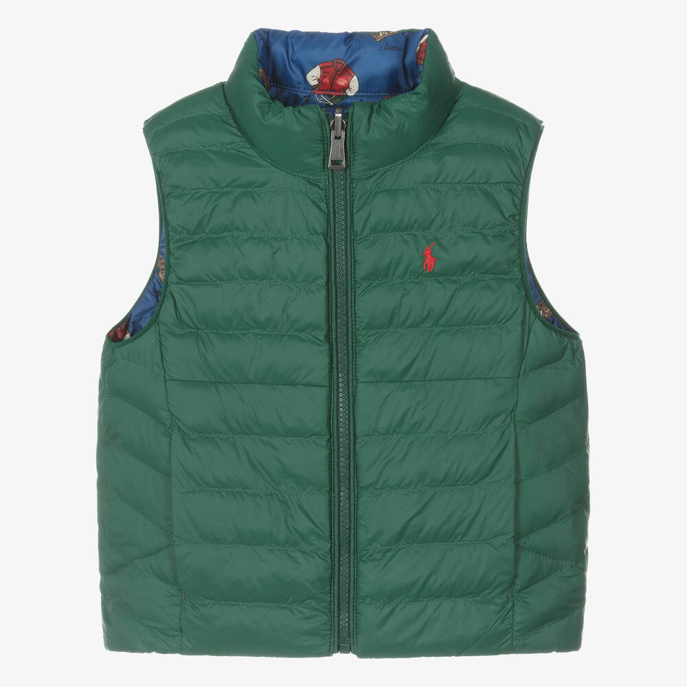 Ralph Lauren-Green & Blue Reversible Puffer Gilet | Childrensalon Outlet