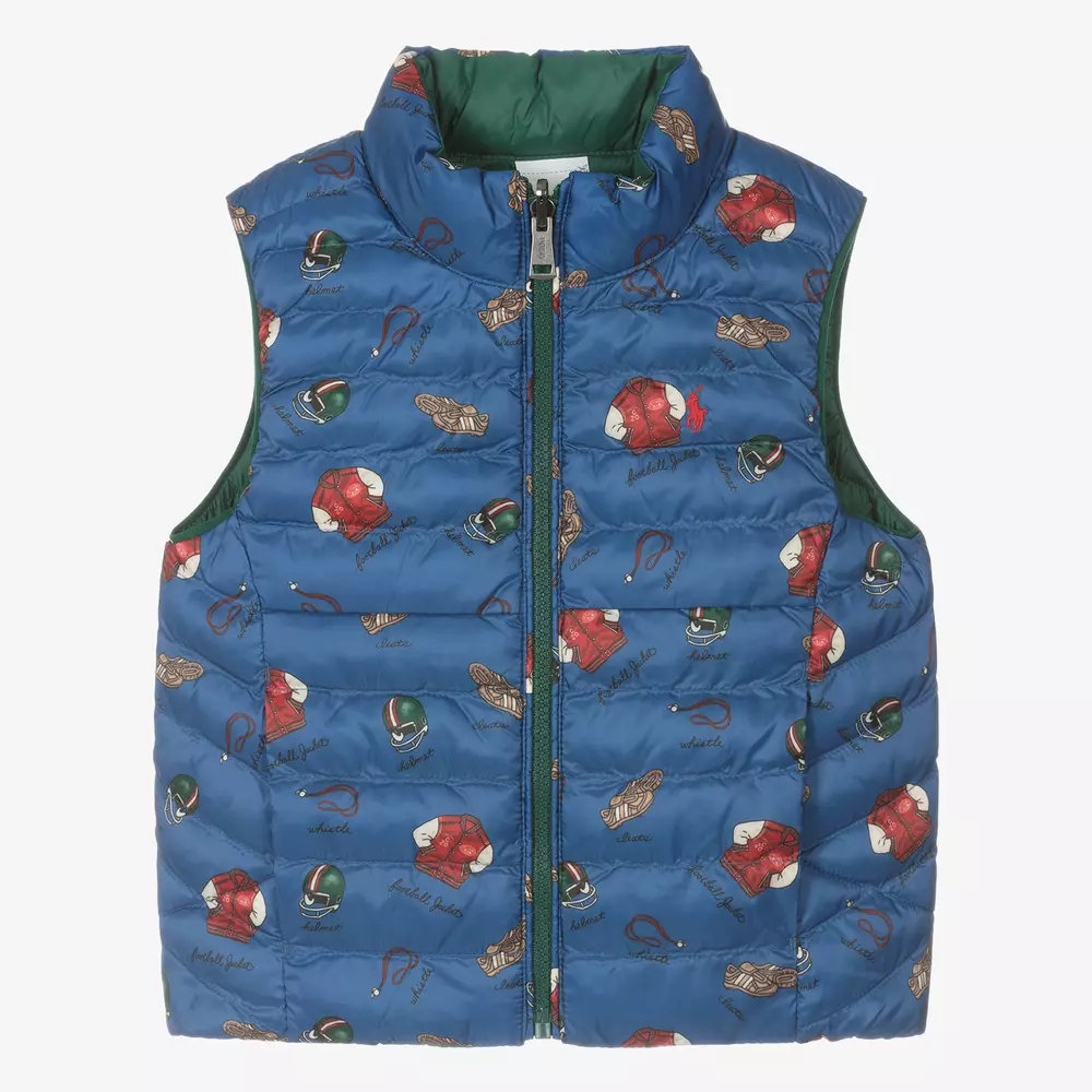 Ralph Lauren-Green & Blue Reversible Puffer Gilet | Childrensalon Outlet