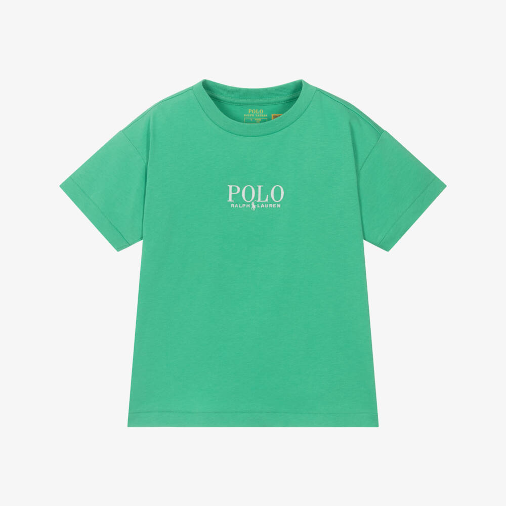 Ralph Lauren-Green Boys Polo Cotton Tee | Childrensalon Outlet