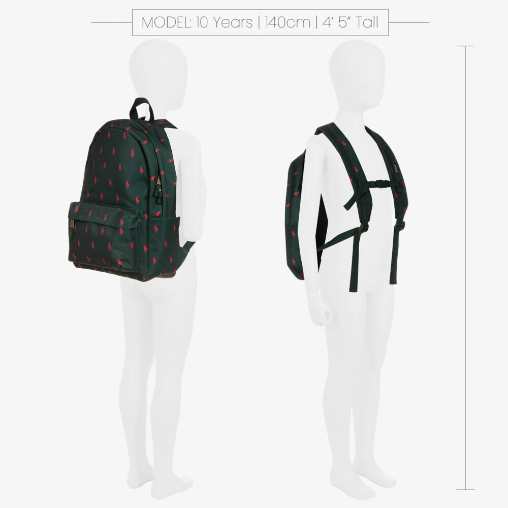Ralph Lauren-Green Canvas Pony Backpack (44cm) | Childrensalon Outlet
