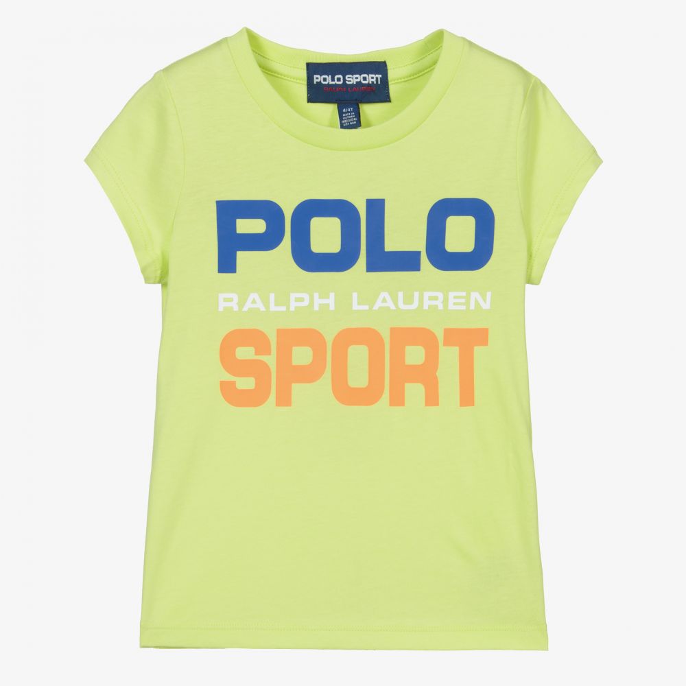 Polo Ralph Lauren - توب بولو قطن جيرسي لون أخضر ليموني للبنات | Childrensalon